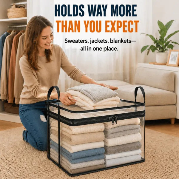 🔥Last Day 49% OFF📦Portable Large Heavy-Duty Thick Plastic Clear Storage Box with Hinged Lid | Home, Travel & Camping