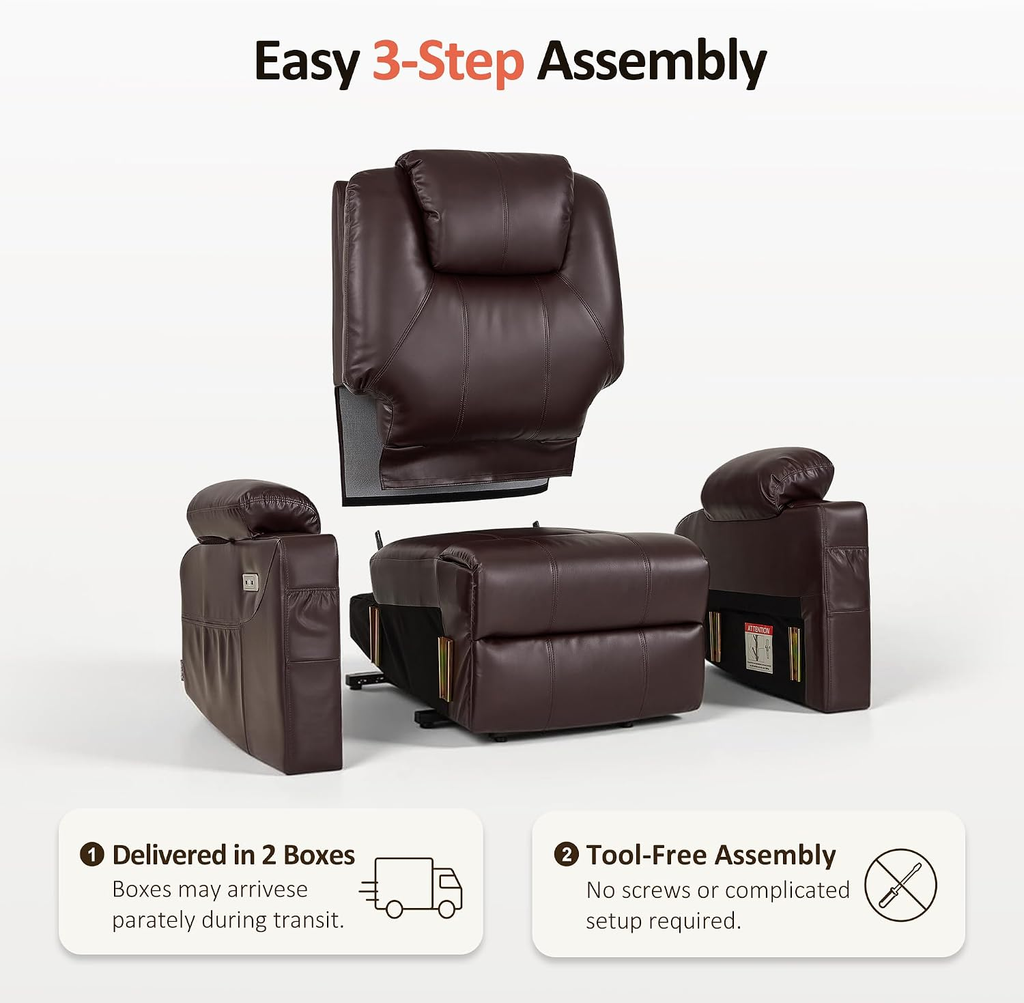 Power Lift Recliner Chair with Heat, Massage & USB Charging