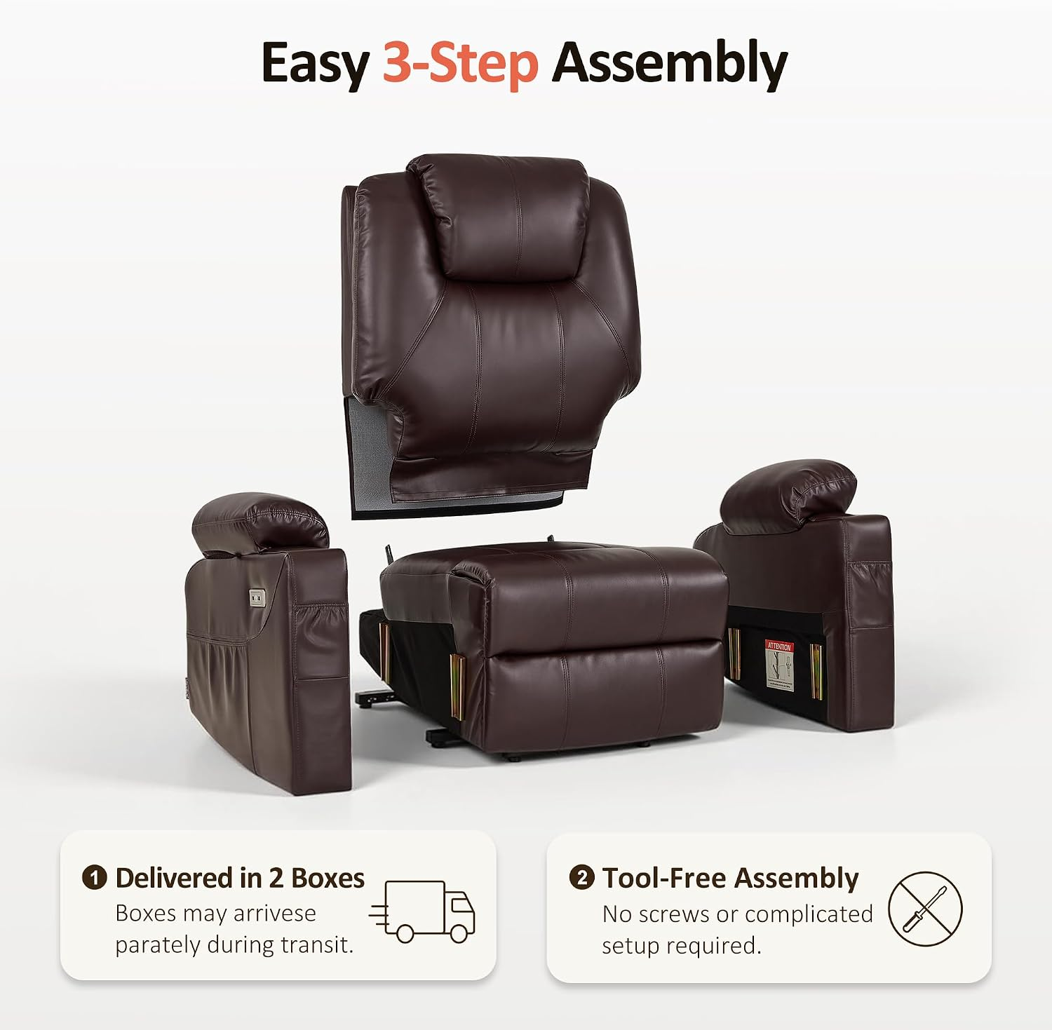 Power Lift Recliner Chair with Heat, Massage & USB Charging