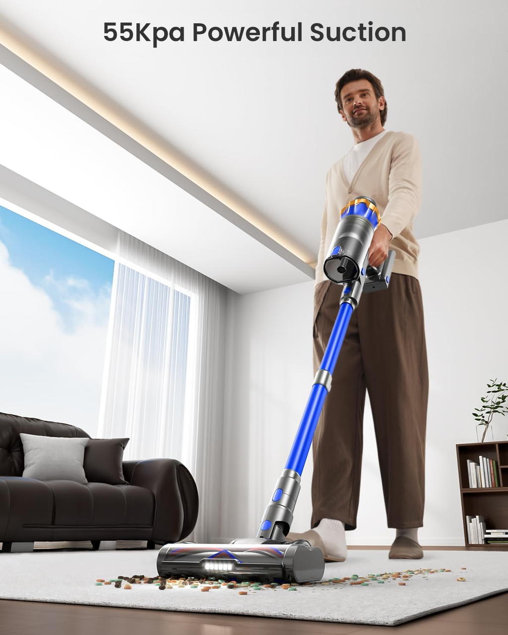 Cordless Vacuum Cleaner – Powerful 55KPa Suction Stick Vacuum for Pet Hair, Hardwood Floors & Deep Home Cleaning