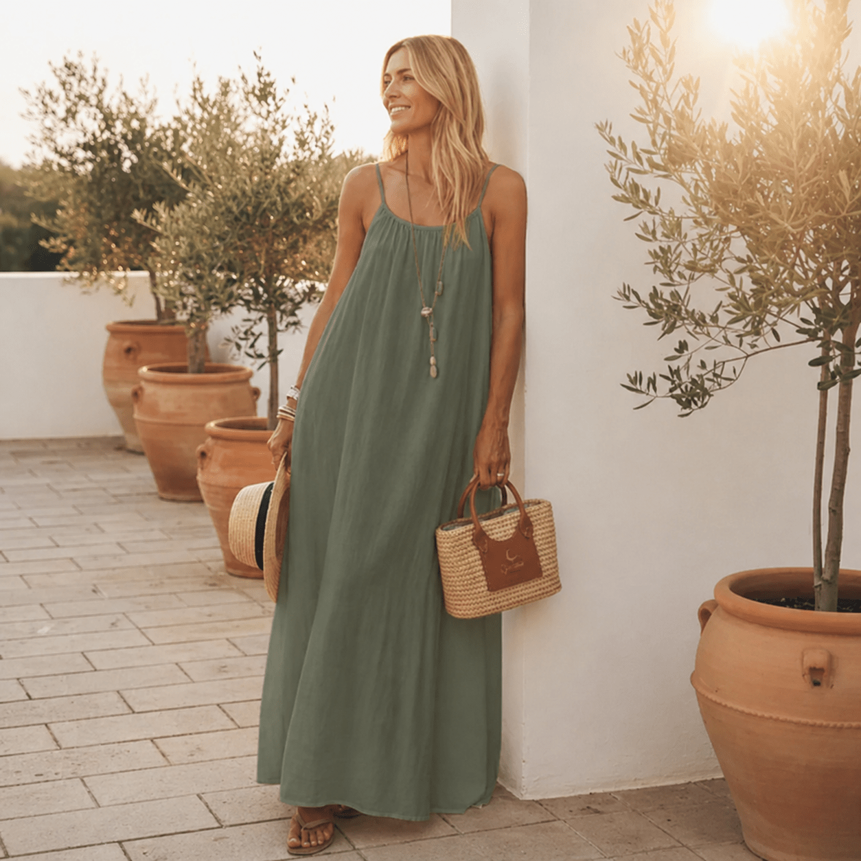 Women's Solid Color Cami Lounge Dress
